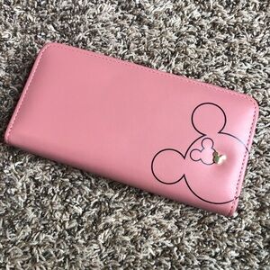 Zip Around Clutch Wallet Pink Mouse Ears